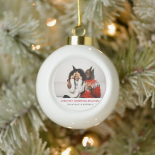 Boule En Céramique Simple Élégant Première Noël Fiançailles photo