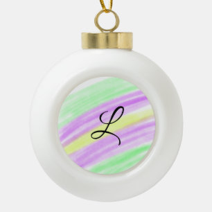 Boule En Céramique Simple vert violet aquarelle ajoutez votre monogra