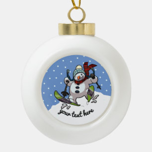 Boule En Céramique Ski Snowman En Laine Casquette De Noël Cartoon