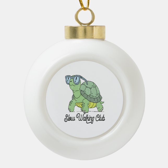 Boule En Céramique Slow Walking Club Cute Funny Turtle (Devant)