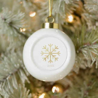 Boule En Céramique Snowflake Gold Elegant Moderne Plutôt Personnalisé