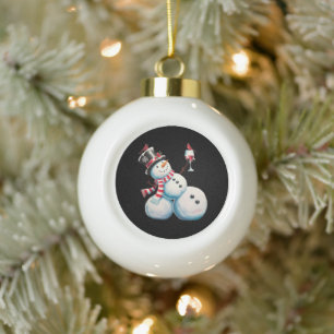 Boule En Céramique Snowman Avec Vin Noël Drôle Noël Cadeau de Noël