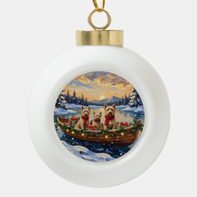 Boule En Céramique Soft Coated Wheaten Terrier Christmas Boat Holiday (Devant)