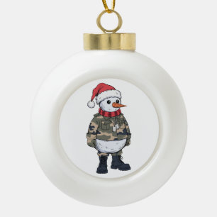 Boule En Céramique Soldat Bonhomme de Neige Noël 2026 Fête Militaire