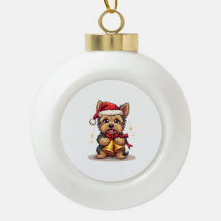 Boule En Céramique Sonneries de Noël de Yorkshire Terrier