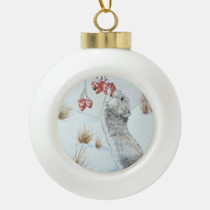 Boule En Céramique Souris mignonne et art rouge de faune de scène de