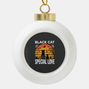 Boule En Céramique Spécial Chat Noir Halloween Amour Design Gothique