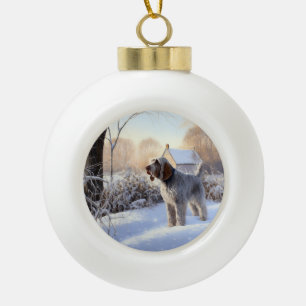 Boule En Céramique Spinone Italiano Laisser Neige Noël