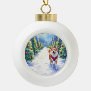 Boule En Céramique Staffordshire Bull Terrier à la ferme d'arbres de