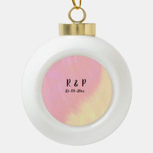 Boule En Céramique style de texte minimal simple blanc mariage rose j