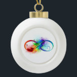 Boule En Céramique Symbole d'infini avec plume arc-en-ciel<br><div class="desc">Symbole artistique à l'infini avec belle plume arc-en-ciel sur arrière - plan blanc. Style tatouage.</div>