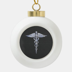 Boule En Céramique Symbole Médicale Chrome Caduceus Fibre de carbone
