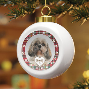 Boule En Céramique T-shirt à carreaux pour chien Shih Tzu Photo Papa 