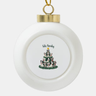Boule En Céramique T-shirt de Noël Feliz Navidog, drôle et mignon Xm