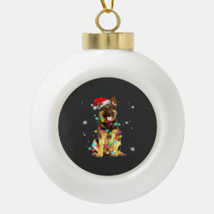 Boule En Céramique T-Shirt Noël Arbre Chien Berger Allemand Xmas