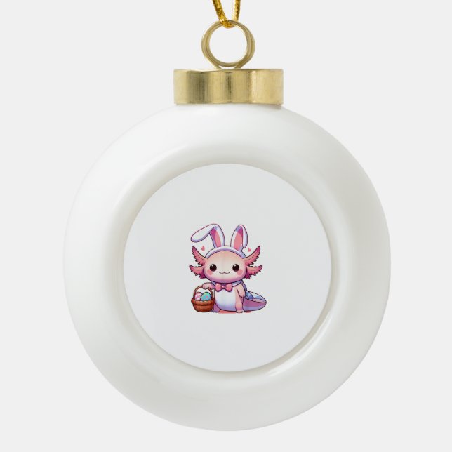 Boule En Céramique T-Shirt Pâques Axolotl Oreilles de Lapin Œufs (Devant)