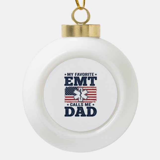 Boule En Céramique T-shirt vintage patriotique Mon EMT préféré m'appe (Devant)