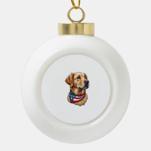 Boule En Céramique T-shirt vintage tête de Golden Retriever patriotiq