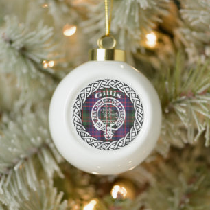 Boule En Céramique Tartan et blason du clan écossais Gillis