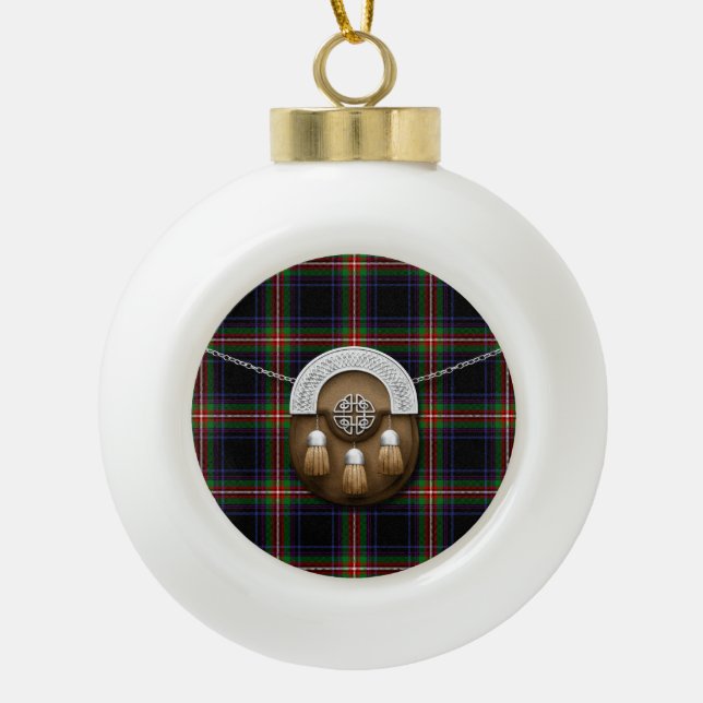 Boule En Céramique Tartan et escarcelle de watt de clan (Devant)