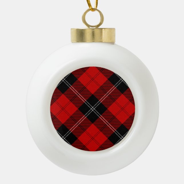 Boule En Céramique tartan rouge noir Ramsay (Devant)