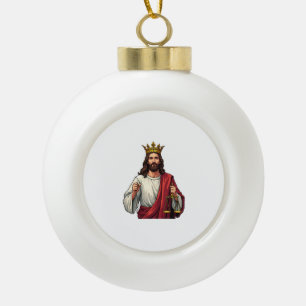 Boule En Céramique Tee avec gravure vintage de Jésus couronné de just