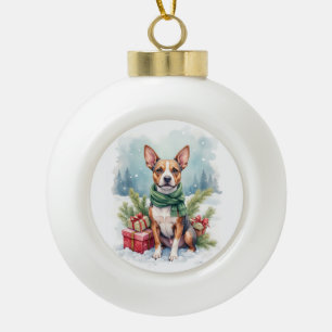 Boule En Céramique Terrier Amstaff aquarelle Rustique