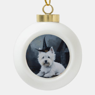 Boule En Céramique Terrier blanc West Highland Pumpkin Halloween 