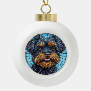 Boule En Céramique Térrier chien noir et marron