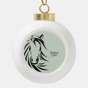 Boule En Céramique Tête de cheval noir vert