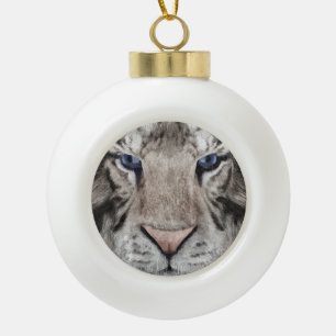 Boule En Céramique Tête de Tigre Blanc Esthétique Faunique
