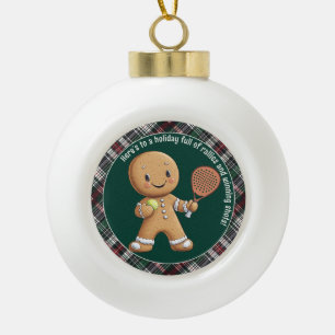 Boule En Céramique 🎾🎄Texte personnalisé, Noël propulsé par le Padel