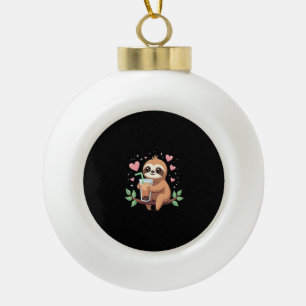 Boule En Céramique Thé à bulles de lait Boba de paresseux mignon Kawa