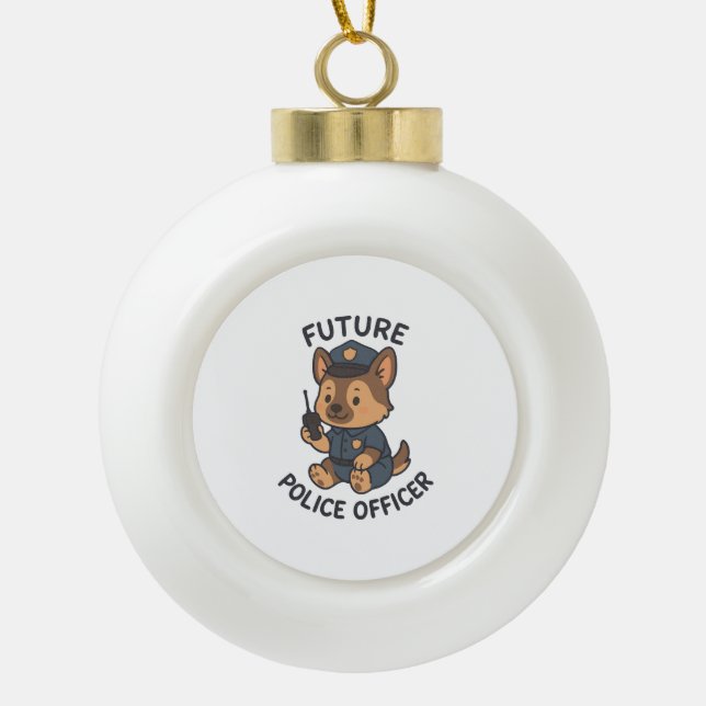 Boule En Céramique Thème de futur policier de chien mignon (Devant)