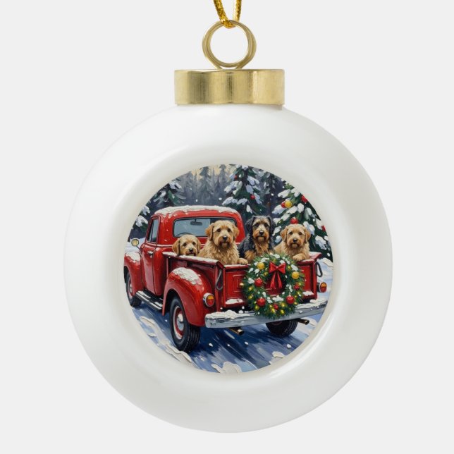 Boule En Céramique Tibetan Terrier Christmas Red Truck Holiday (Devant)