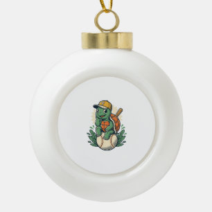 Boule En Céramique Tortue de baseball Gravure vintage Graphisme_1