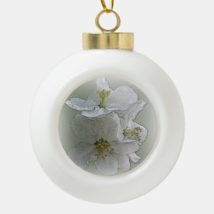 Boule En Céramique trois fleurs blanches