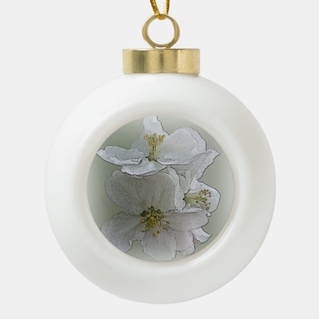 Boule En Céramique trois fleurs blanches (Devant)
