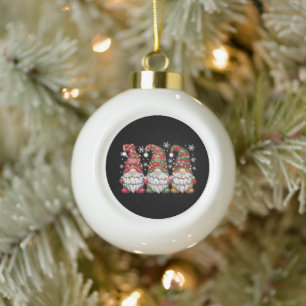 Boule En Céramique Trois Gnomes Carreaux Buffalo Rouge Noël
