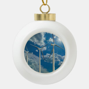 Boule En Céramique Turbines à vent Ciel bleu nuages