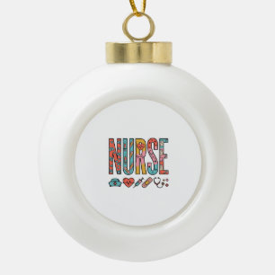 Boule En Céramique Typographie vintage d'infirmière icône médicale co