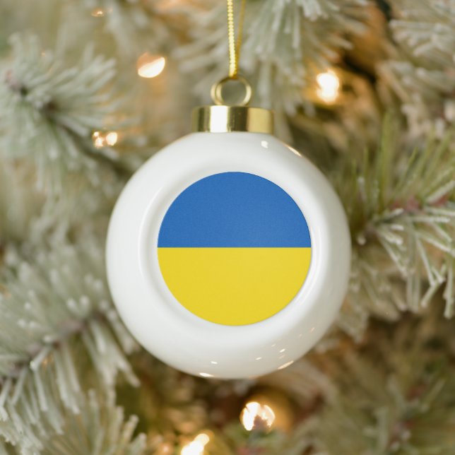 Boule En Céramique Ukraine drapeau bleu jaune mignon (Arbre)