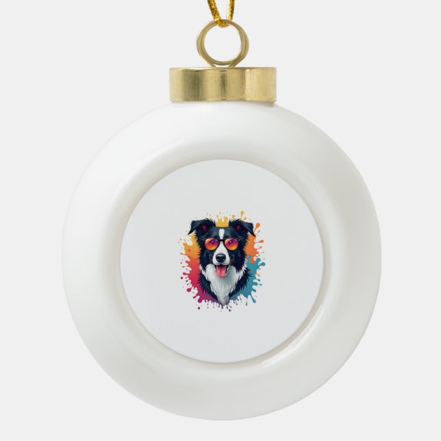 Boule En Céramique Un chien mignon Bordure Collie [RB#10009] (Devant)