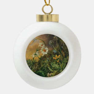Boule En Céramique Un plancher forestier avec marguerites, primeurs,