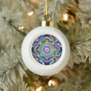 Boule En Céramique Univers Mandala Couleurs Psychédéliques