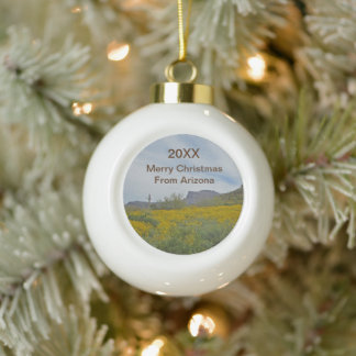 Boule En Céramique Vacances Désert Fleur Sauvage Arizona Joyeux Noël