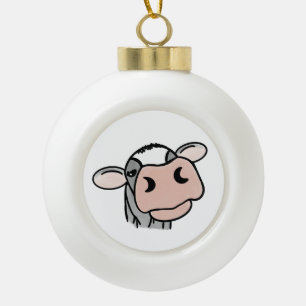 Boule En Céramique vache de dessin animé noir blanc rose baiser gris