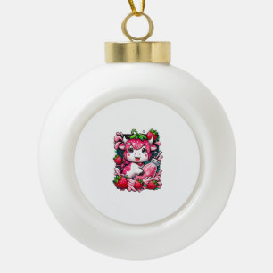 Boule En Céramique Vache de fraise Kawaii Anime Lait de fraise