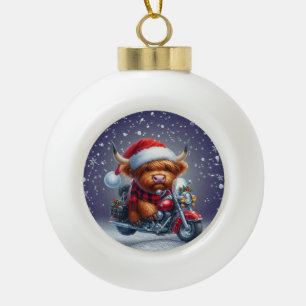 Boule En Céramique Vache de Noël motrice des Highlands