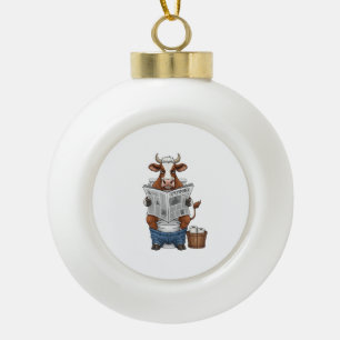 Boule En Céramique Vache sur toilettes PNG, drôle d'animal de ferme